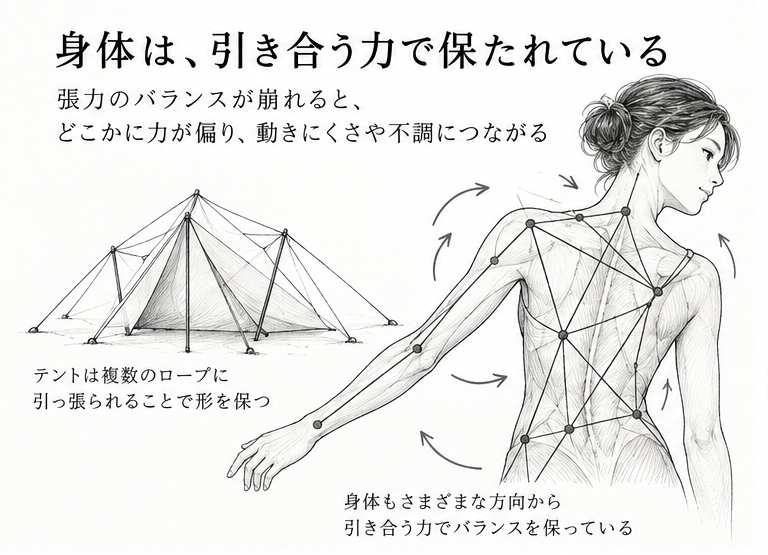 整動鍼の張力理論とテンセグリティ